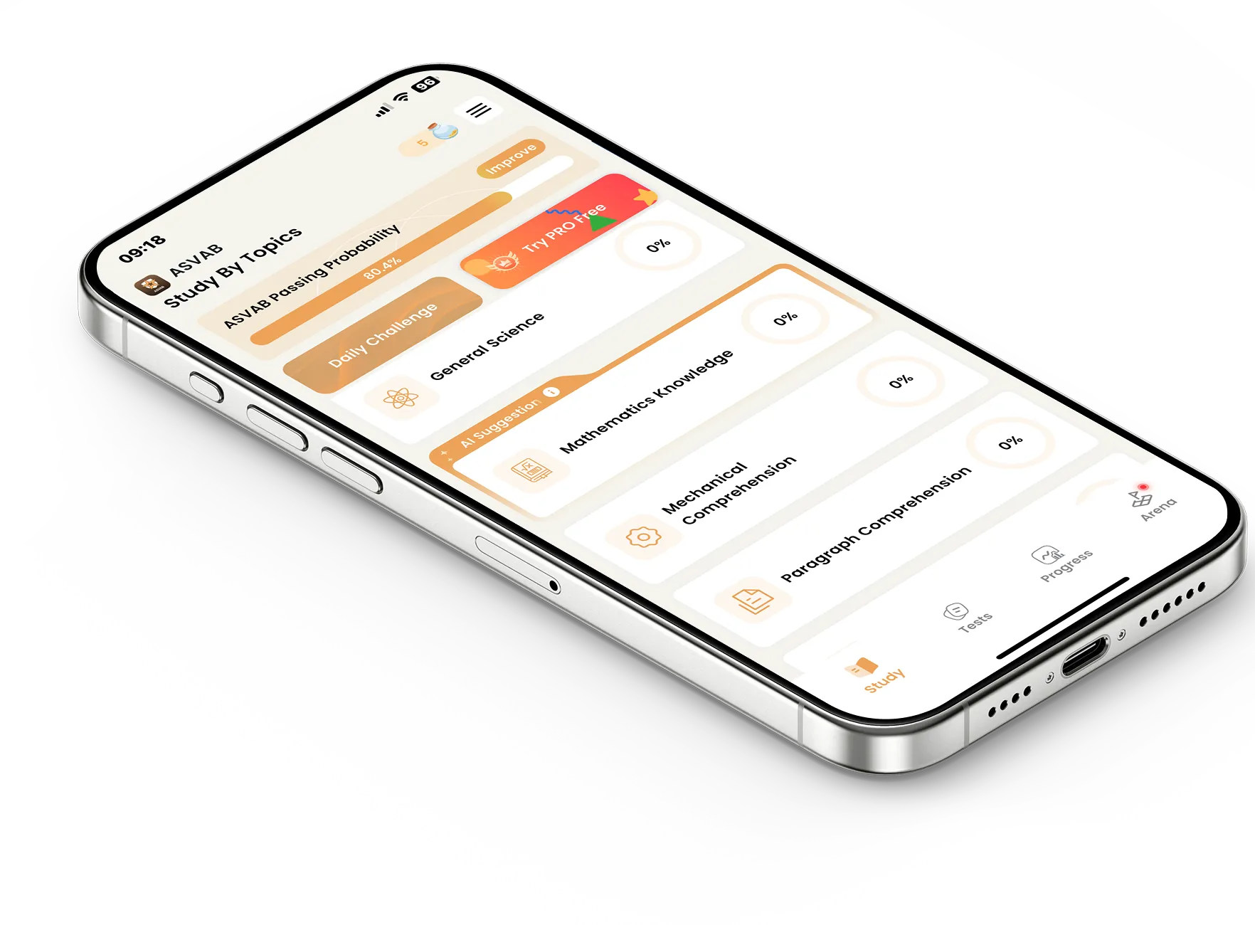 ASVAB app preview on device